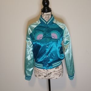 Iron Fist Mermaid for Life Teal Varsity Style Bomber Jacket, Size L
